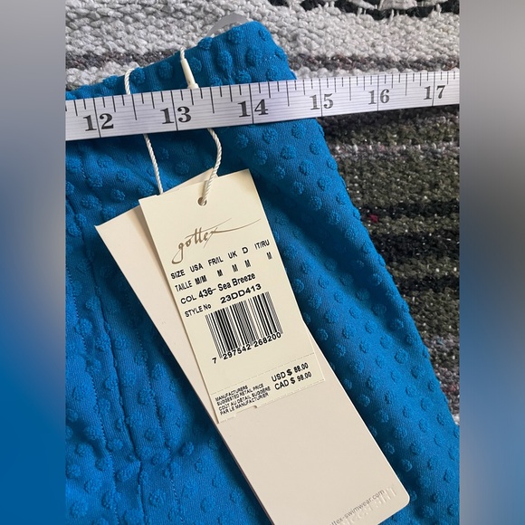 GOTTEX DAY DREAM TEXTURED COVER UP MINI SKIRT WITH SLIT Sea Breeze Blue - Picture 7 of 7